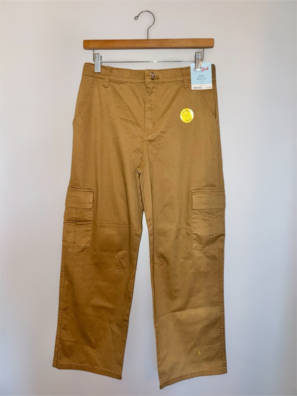 New Cat & Jack Baggy Brown/Tan Pants Adjustable Waist Reinforced Knee Stretch 14